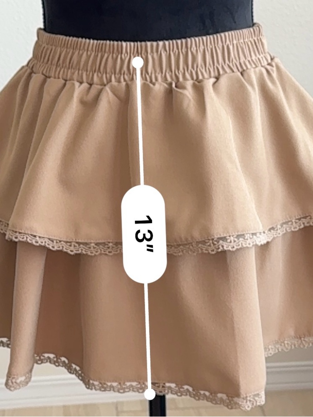 Classic Tan Tiered 2-pc Dress with Buttoned Vest - Picture 9 of 14
